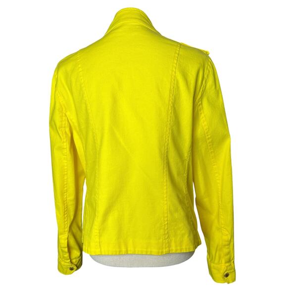 Jones New York Women's denim Jacket in Yellow Zipper and Snap Close Size L - Picture 4 of 7